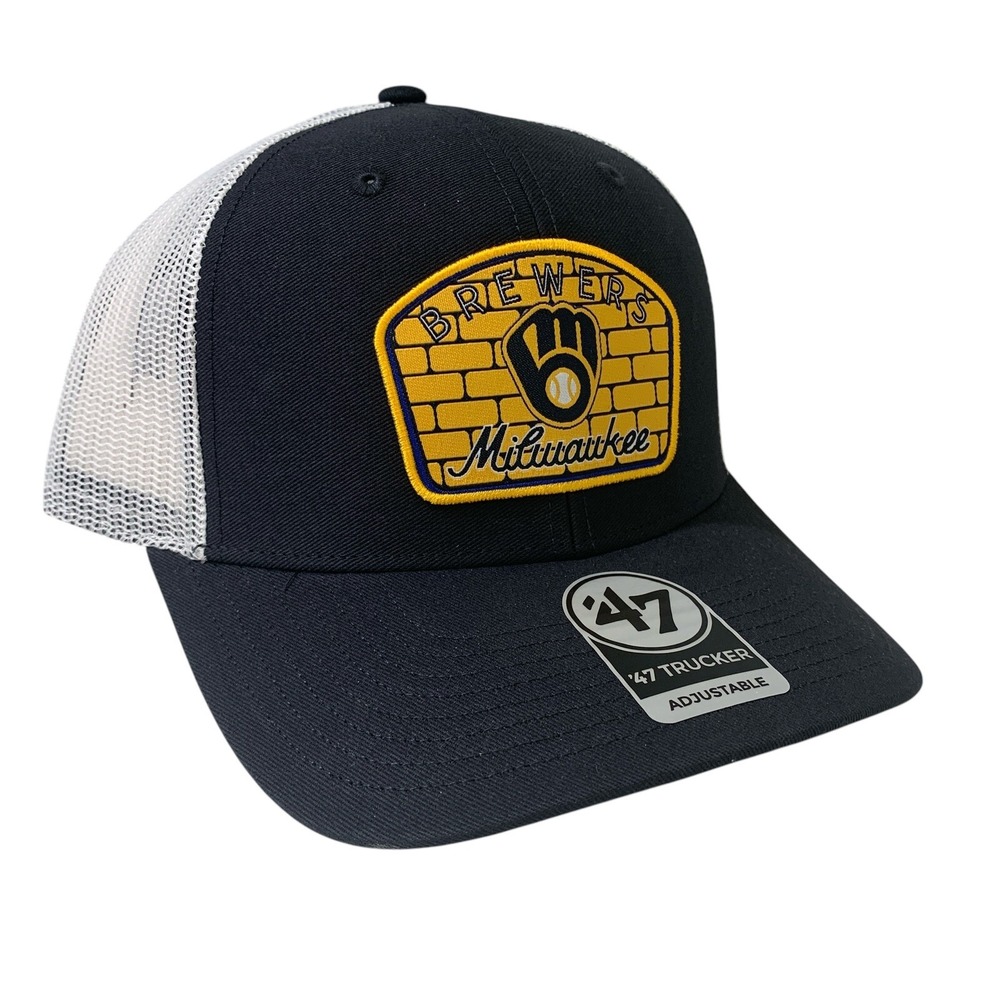 '47 Brand Milwaukee Brewers MLB Navy Adjustable Snapback Trucker Hat Cap OSFM